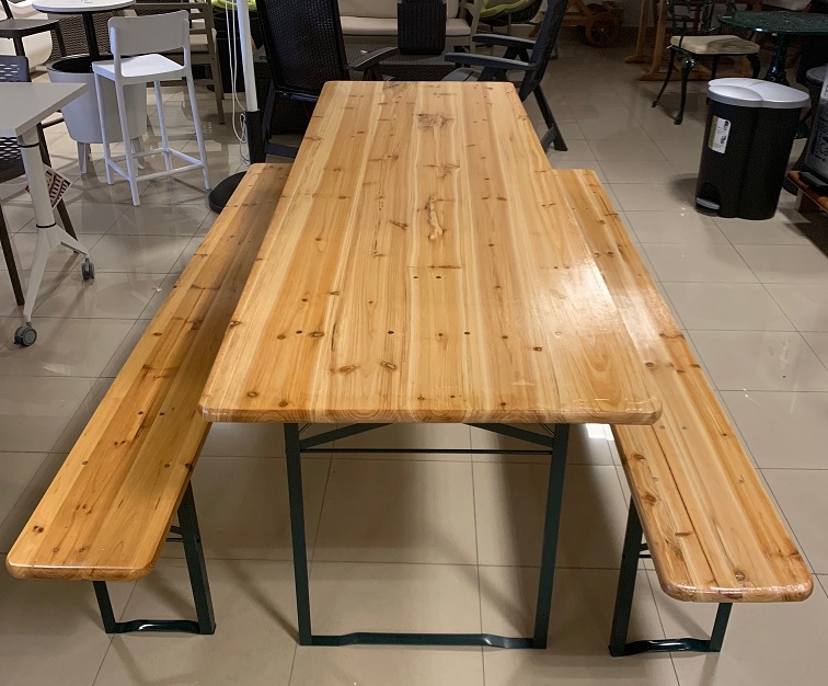 SET MESA 220X70 + 2 BANCOS BEER